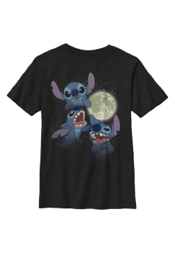 Disney Lilo & Stitch Three Stitch Moon - T-Shirt Print - Black