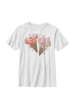 Disney Classic Mickey Mickey Minnie Cones - T-Shirt Print - White
