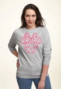 Disney Classic Mickey Minnie Hearts Fill - Sweater - Heather Grey