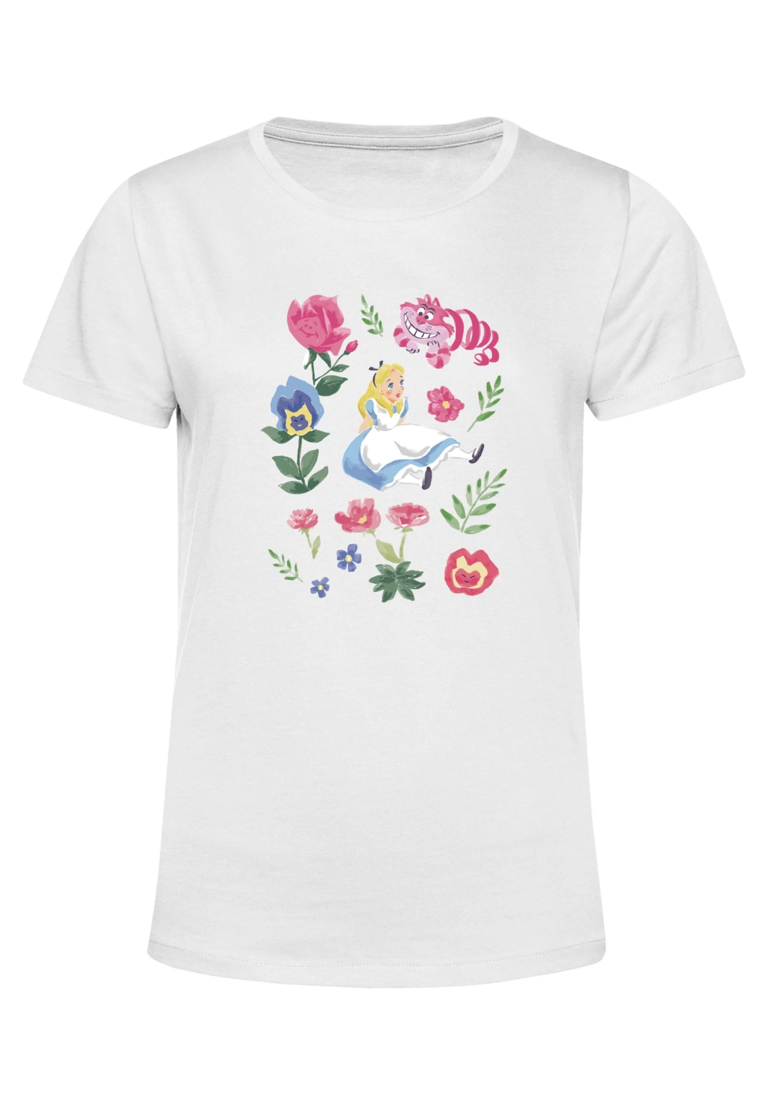 Disney Alice In Wonderland Alice Friends Flowers - T-Shirt Print - White 5 Disney Alice In Wonderland Alice Friends Flowers - T-Shirt Print - White - Afbeelding 5