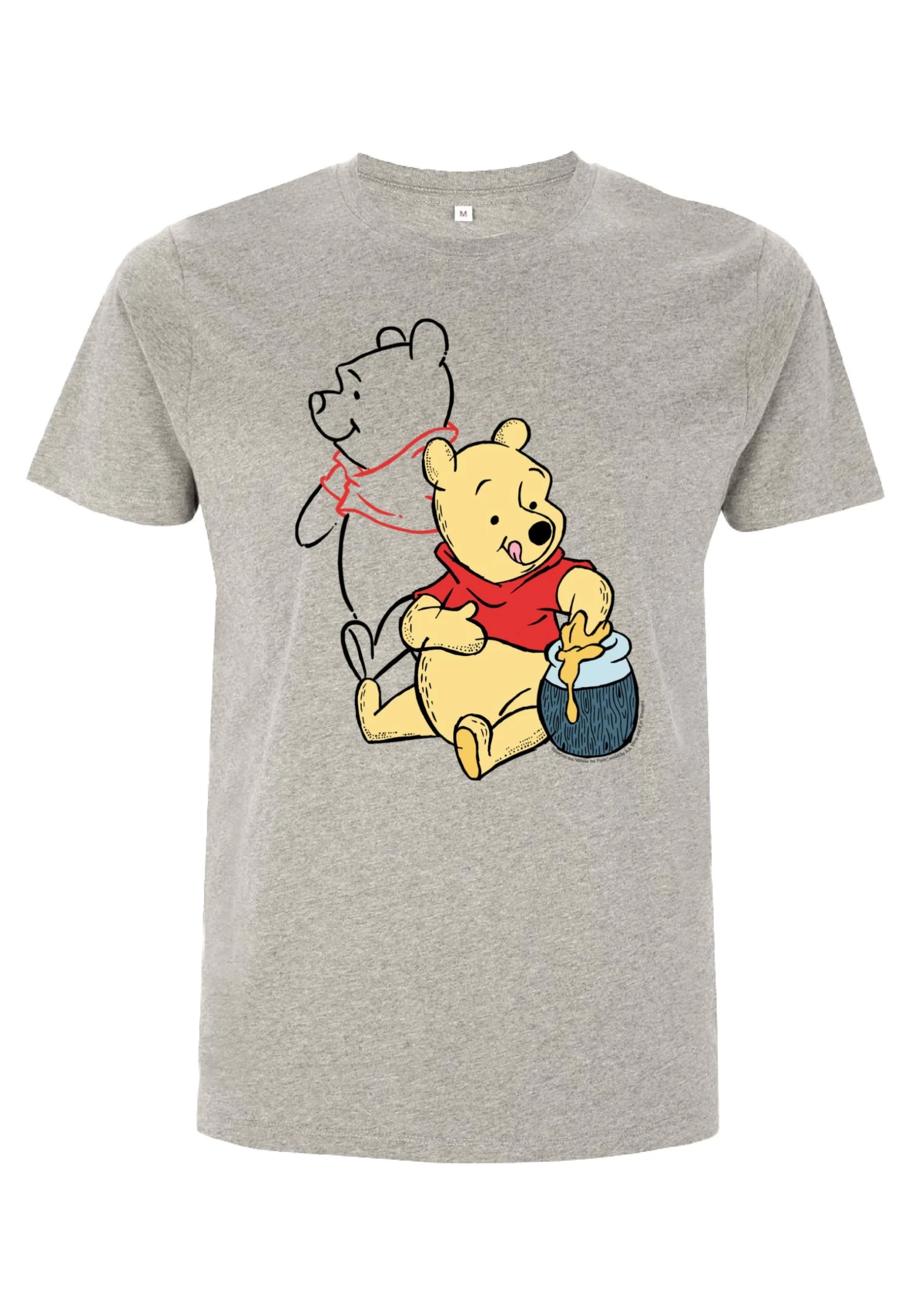 Disney Winnie The Pooh Pooh Line Art - T-Shirt Print - Melange Grey 4 Disney Winnie The Pooh Pooh Line Art - T-Shirt Print - Melange Grey - Afbeelding 4